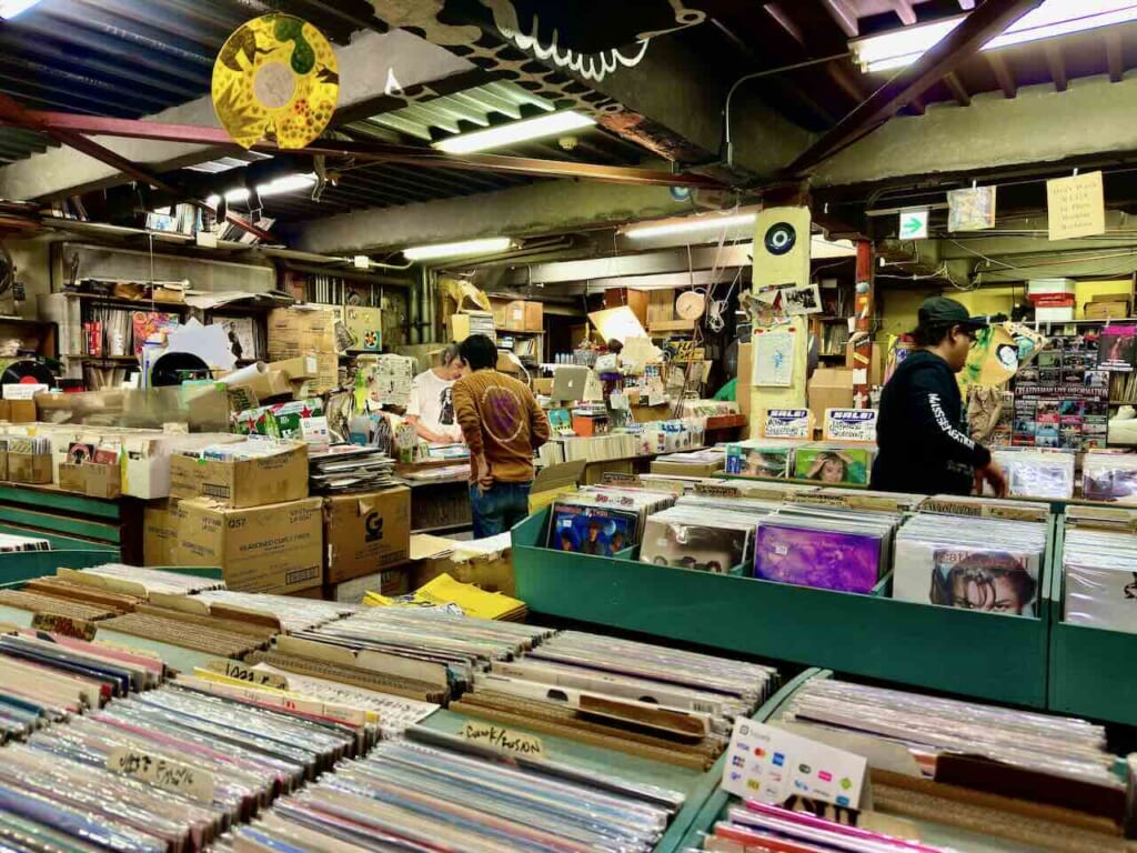 interior of Flash Disc Ranch vintage record shop in Tokyo