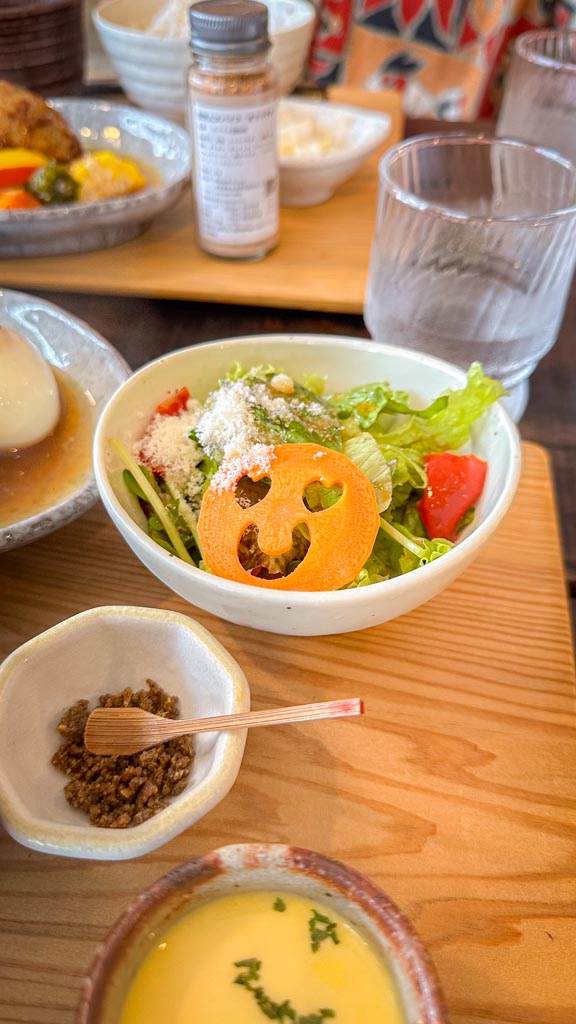 A smiley face in a salad