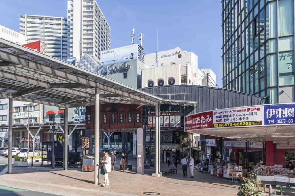 Atami Shotengai entrances in front of Atami Station