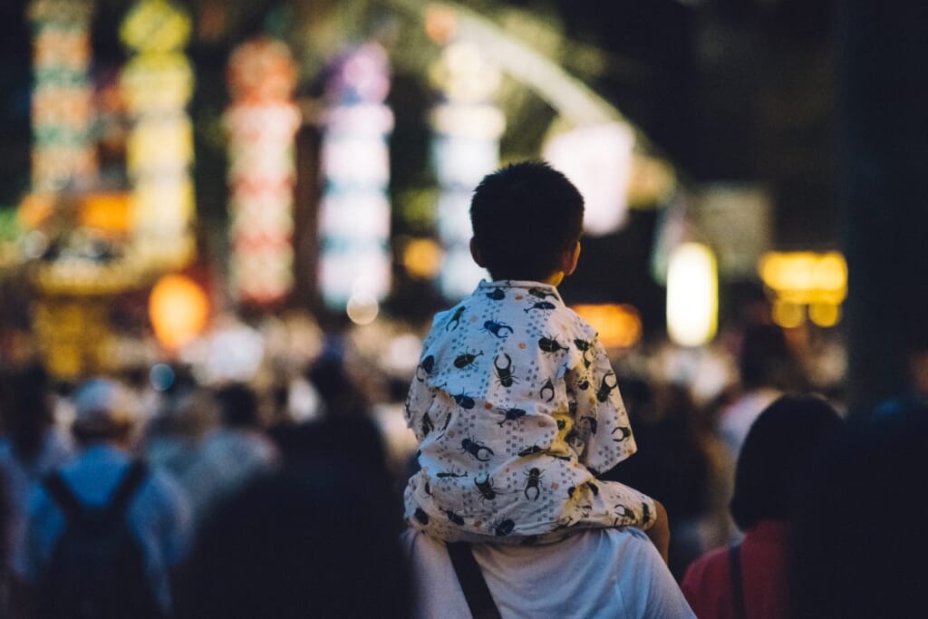 little boy dressed up in a jinbei