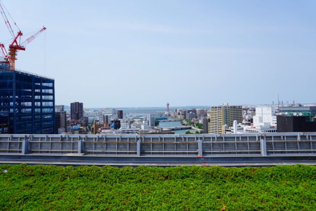 A view of Fukuoka city from above.