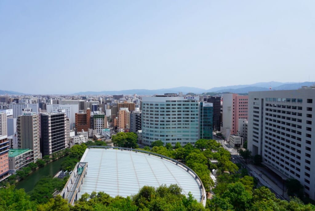 A view of Fukuoka city from above.