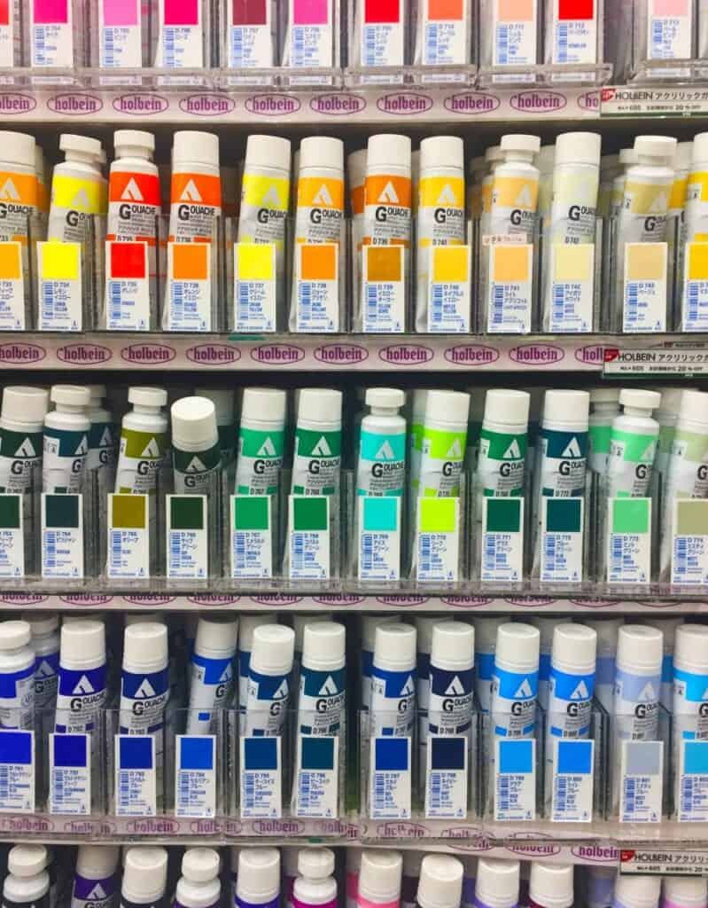 Painting supplies at Sekaido