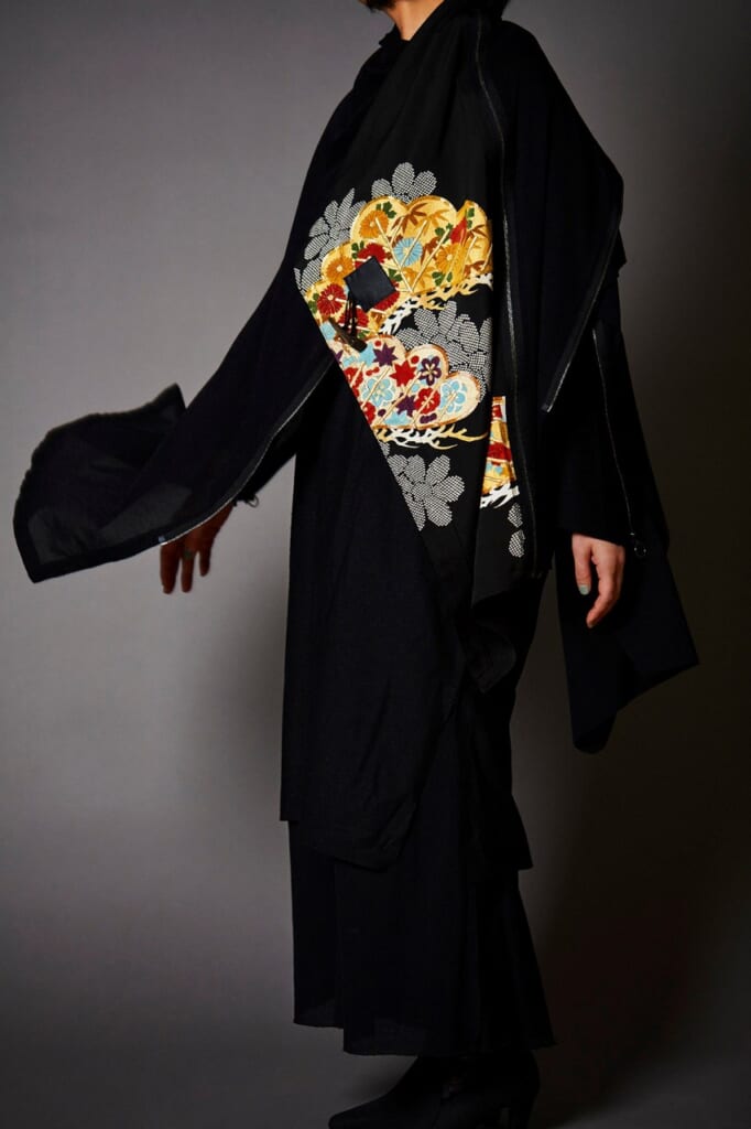 Female wearing a modern kimono