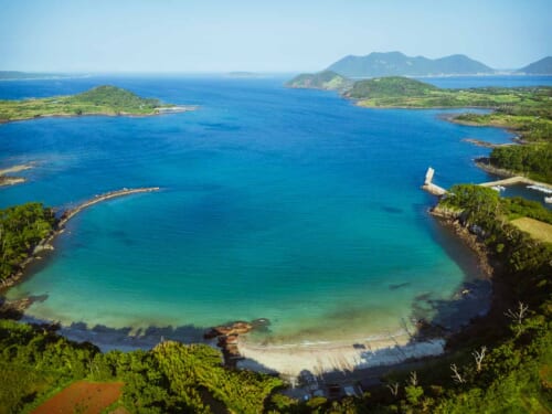 aerial view of kakinohama beach on ojika island nagasaki japan