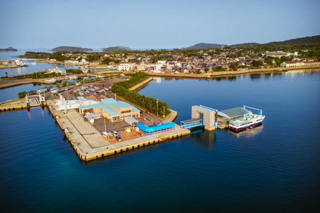 boat docked at ojika island port in nagasaki kyushu japan