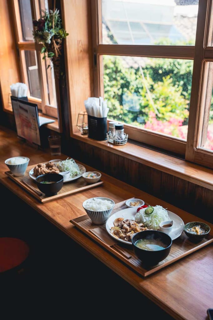 lunch set at restauant on ojika island kyushu japan