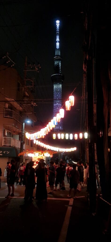 Skytree with matsuri lanterns