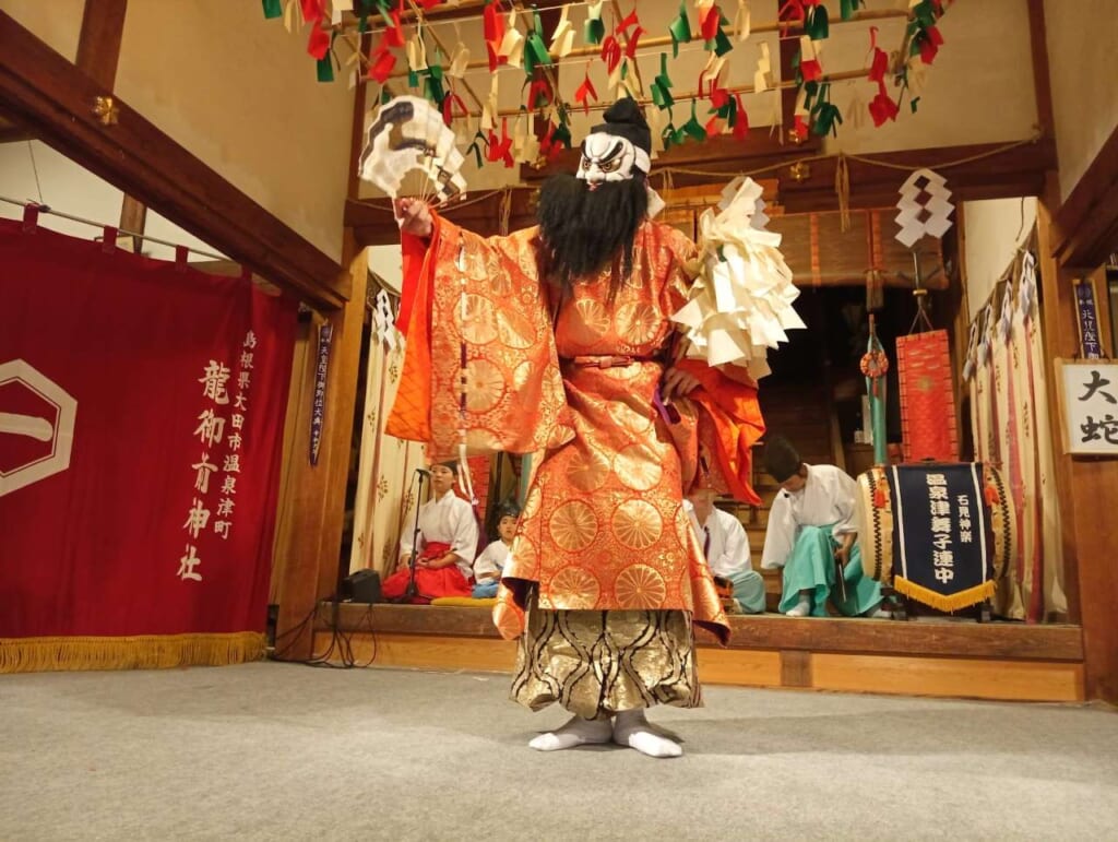 Kagura performance at tatsu no gozen in Shimane prefecture