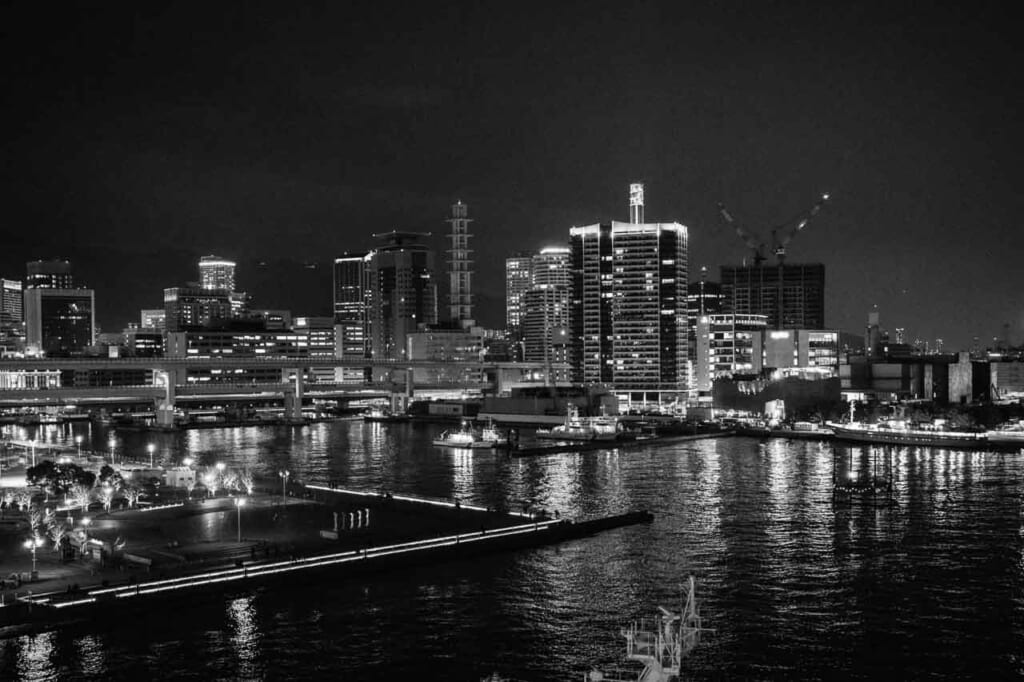 Night view of Kobe Japan waterfront skyline