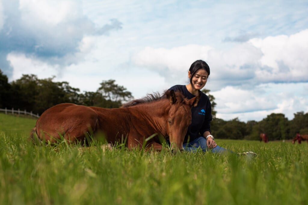 female with a dosanko horse