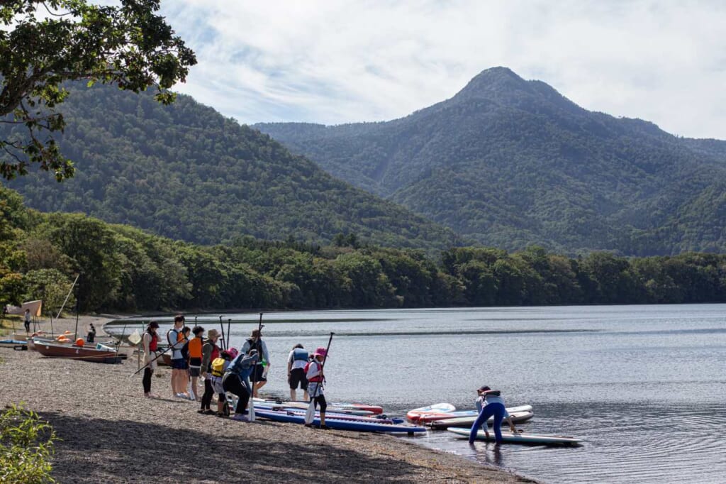 group of people at Lake Kussharo