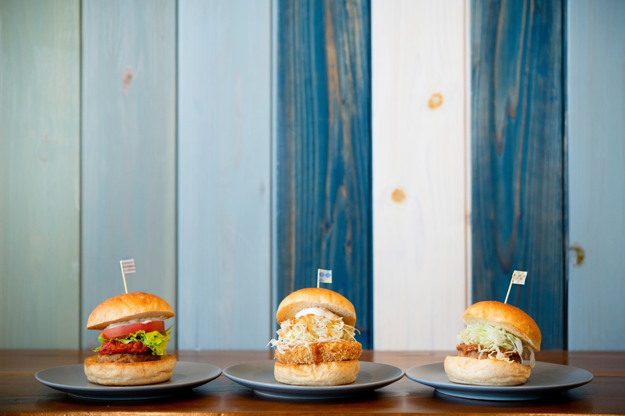 Vegetarian hamburger at Fluunt KOFU in Yamanashi prefecture