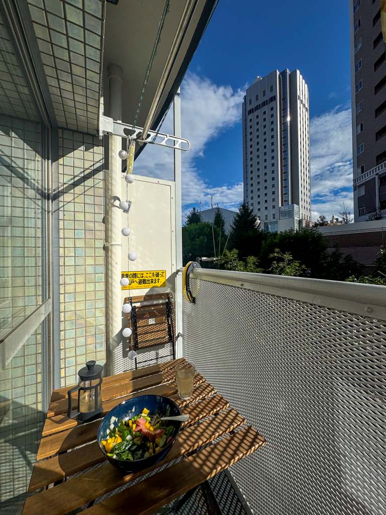 Lunch in balcony on a sunny day