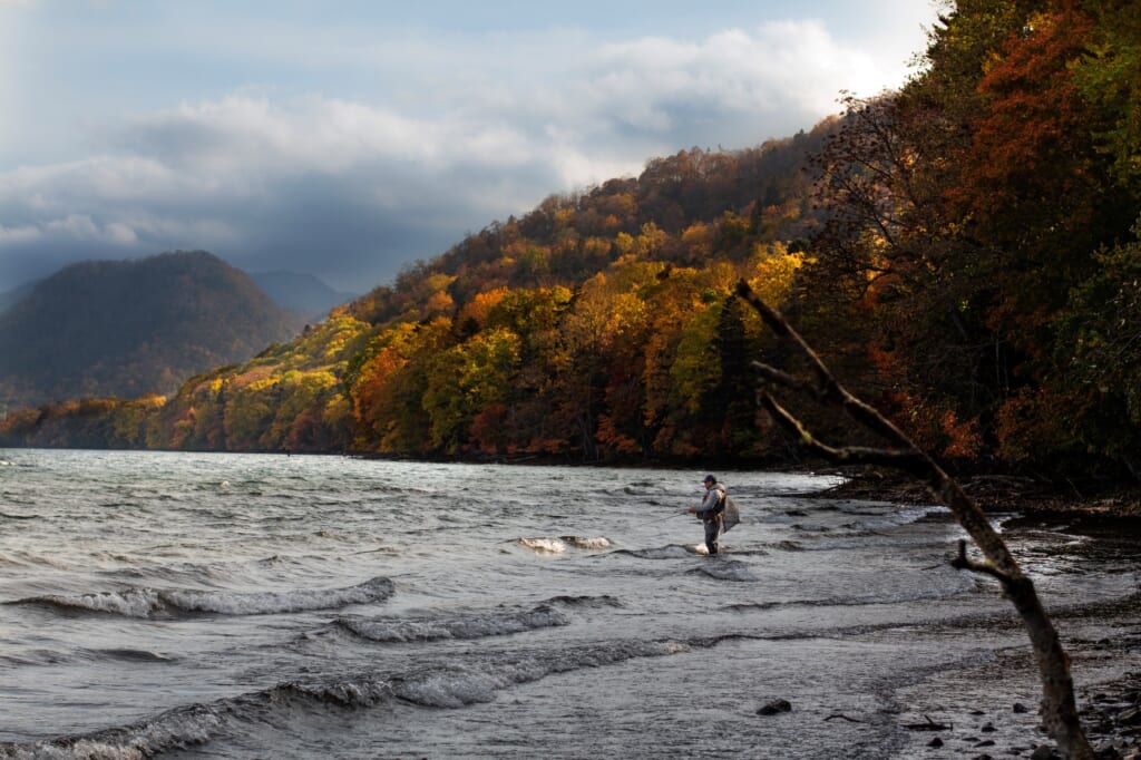 fihing in Hokkaido during autumn