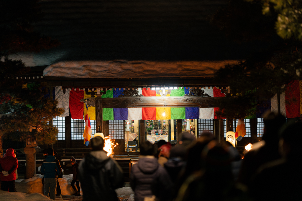 Visiting a temple at night at Santera Mairi Festival