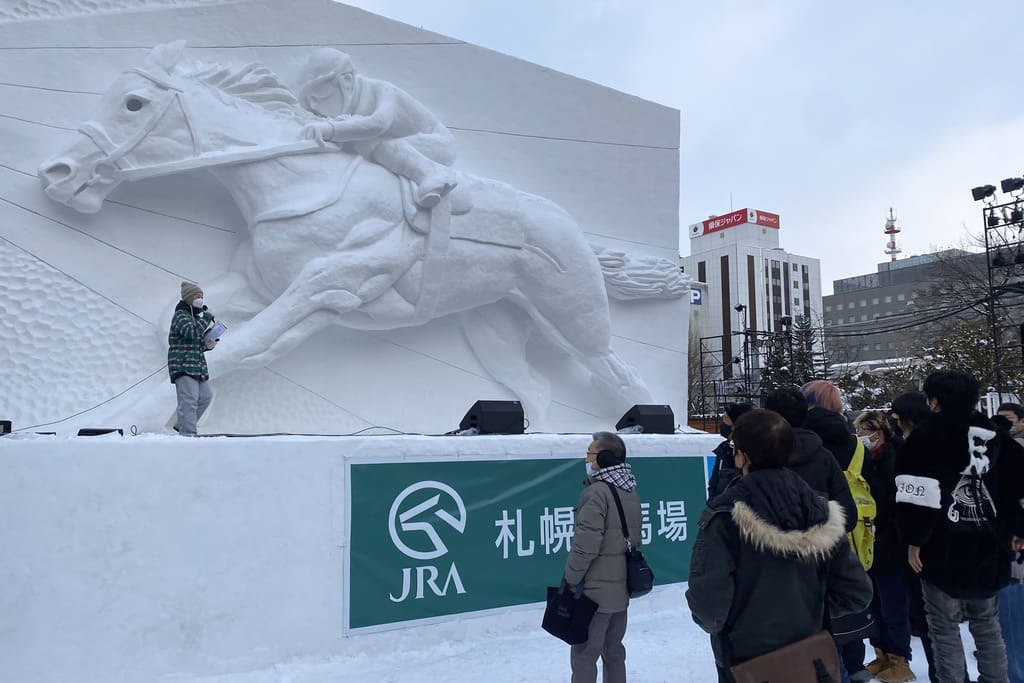 Large horse sculpture at Odori Park during Sapporo Snow Festival (Yuki Matsuri)