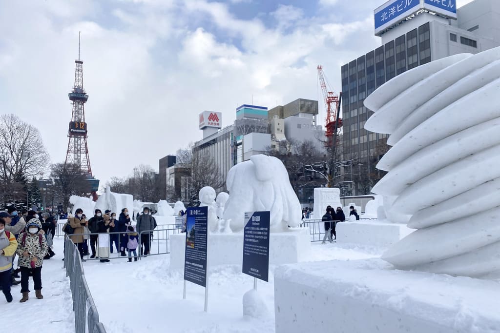 Snow sculptures at Odori Park during Sapporo Snow Festival (Yuki Matsuri)