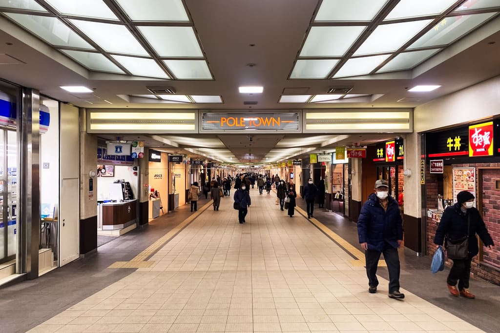 Pole Town underground mall between Susukino Station and Sapporo Station