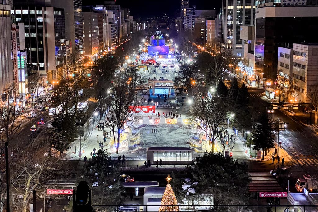 Odori Park during Sapporo Snow Festival from Sapporo TV Tower