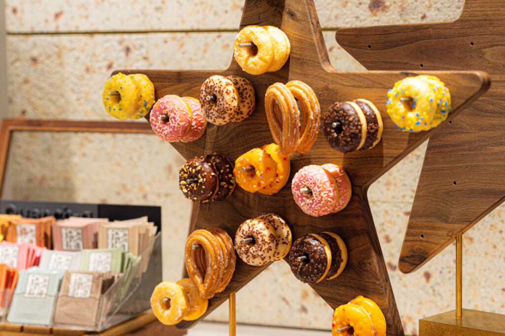 doghnuts shelf for the breakfast buffet at the Namba Oriental Hotel in Osaka