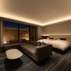 Namba Oriental Hotel bedroom at night