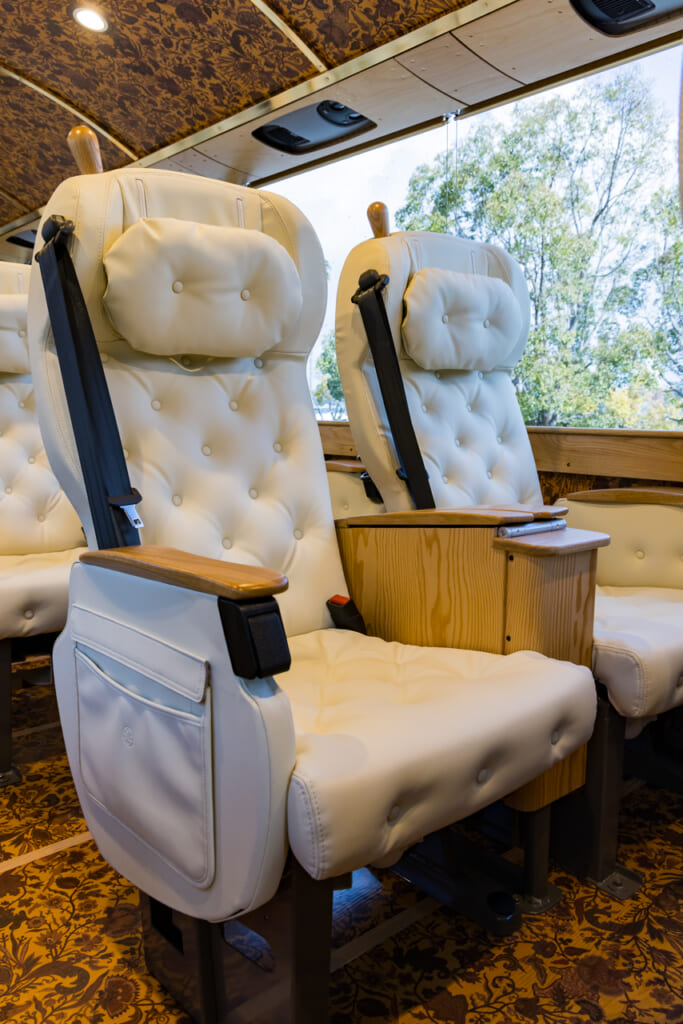 The seats of YUI PRIMA OLIVIA: A Luxury Bus Tour