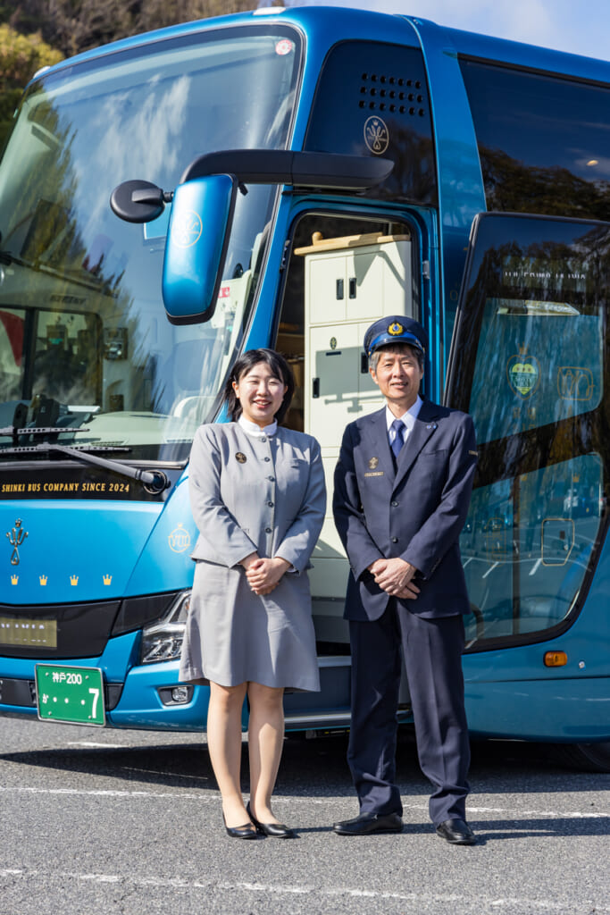 The guide and the driver of a luxury Bus Tour