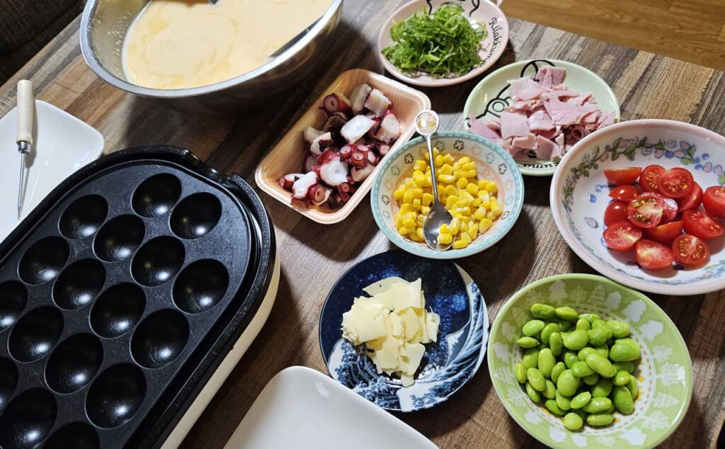 Takoyaki ingredients.