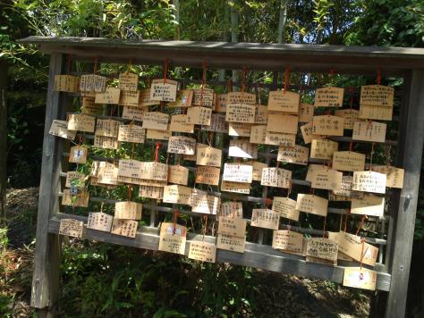 Plaques votives dans un sanctuaire shinto.