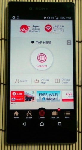 Application Japan Connected-Free Wi-Fi pour se connecter facilement au Japon.