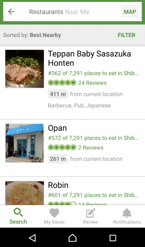 L'application Trip advisor pour trouver où manger au Japon.