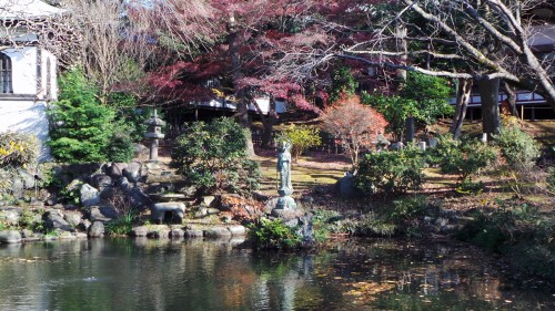 Étang sans carpes du temple Yugyō-ji de Fujisawa, près de Tokyo, Japon.