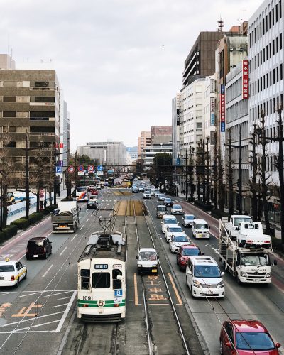 Kumamoto, Japon, spécialités locales, tramway