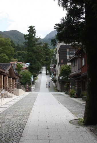 Rue principale du hameau de Daisen, au pied du Mt Daisen, préfecture de Tottori, Japon