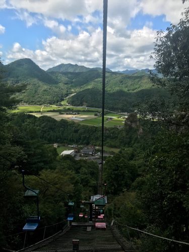 Téléphérique dans les gorges de Yabakei dans le préfecture d'Oita, Japon