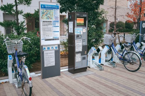 Système de location de vélos dans la ville de Sakai, Osaka, région de Kinki, Japon