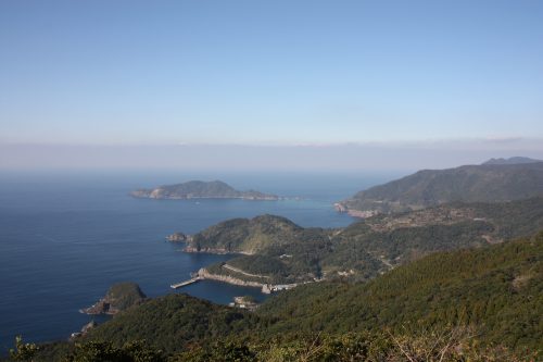Le panorama depuis le Mt Kamegaoka, Minamisatsuma, Kagoshima, Japon