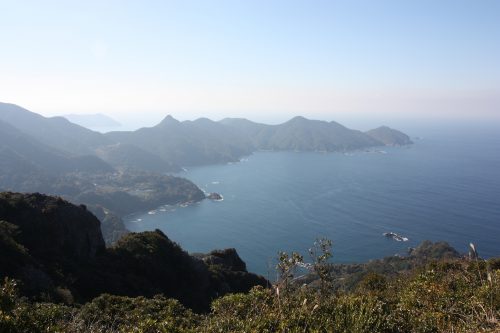 Le panorama depuis le Mt Kamegaoka, Minamisatsuma, Kagoshima, Japon
