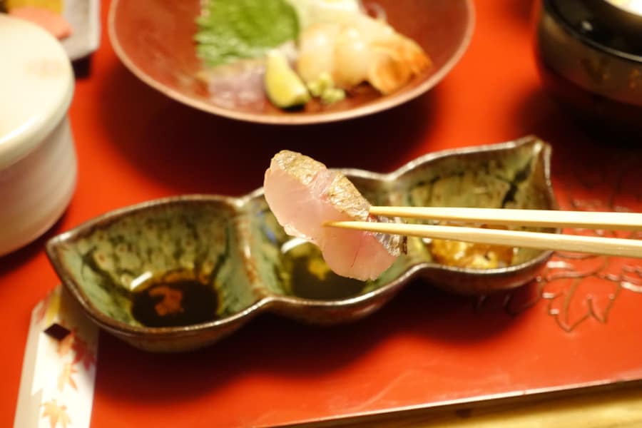 sashimi de poisson du Takanosu Onsen