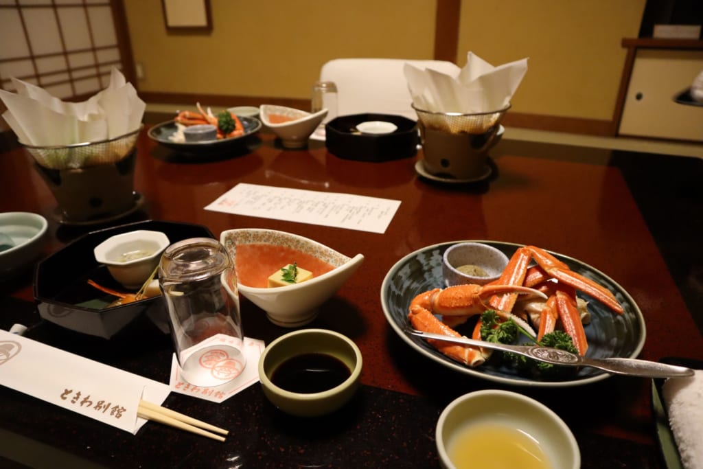 le repas du ryokan à kinosaki onsen