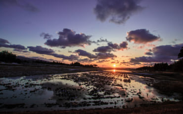 Coucher de soleil sur l'île de Sado, sur la mer du Japon