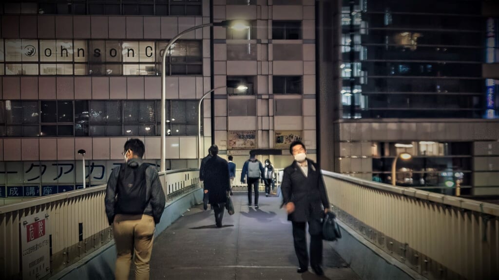 Le pont Shintoshin en soirée - Lieu réel