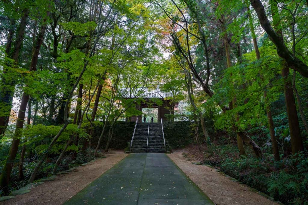 L'entrée d'un temple japonais au bout d'une route de pèlerinage