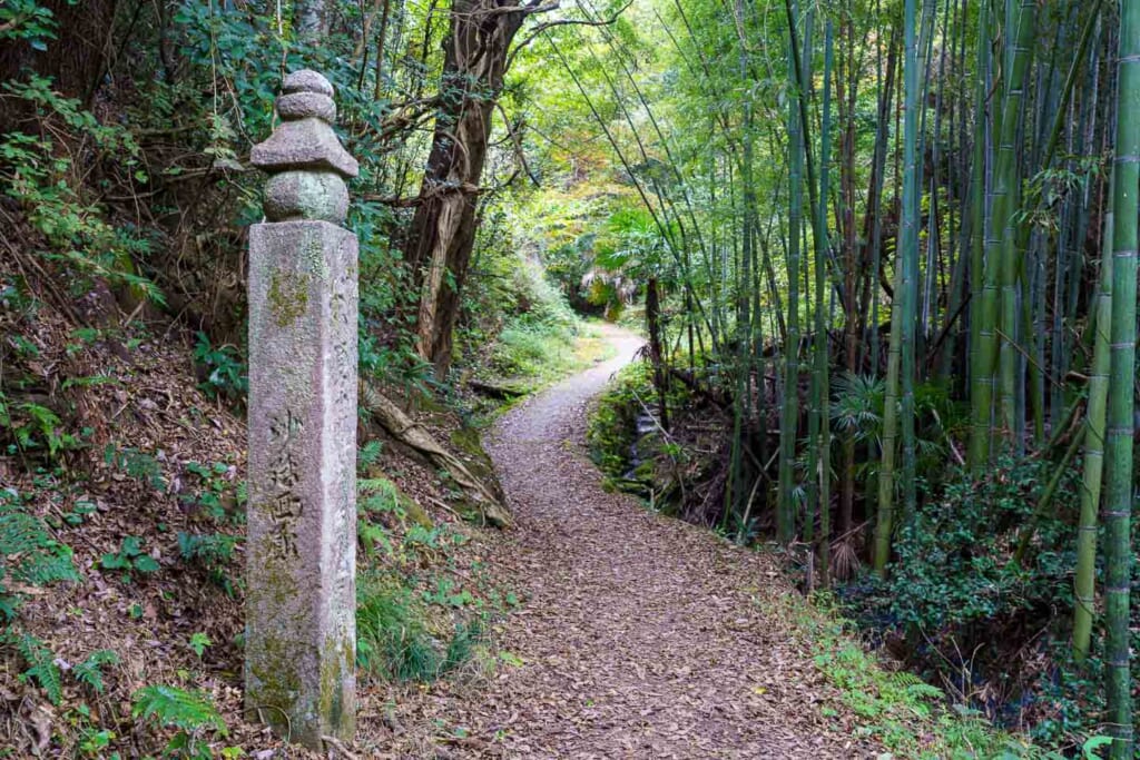 Stupa de pierre au bord d'un chemin menant à Koyasan