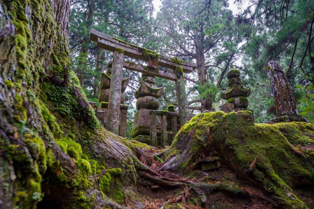 D'anciennes tombes japonaises dans l'enceinte de Koyasan