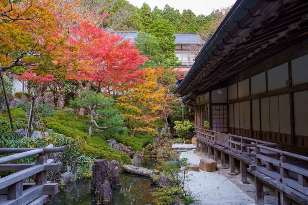 Un jardin japonais autour d'un temple de Koyasan