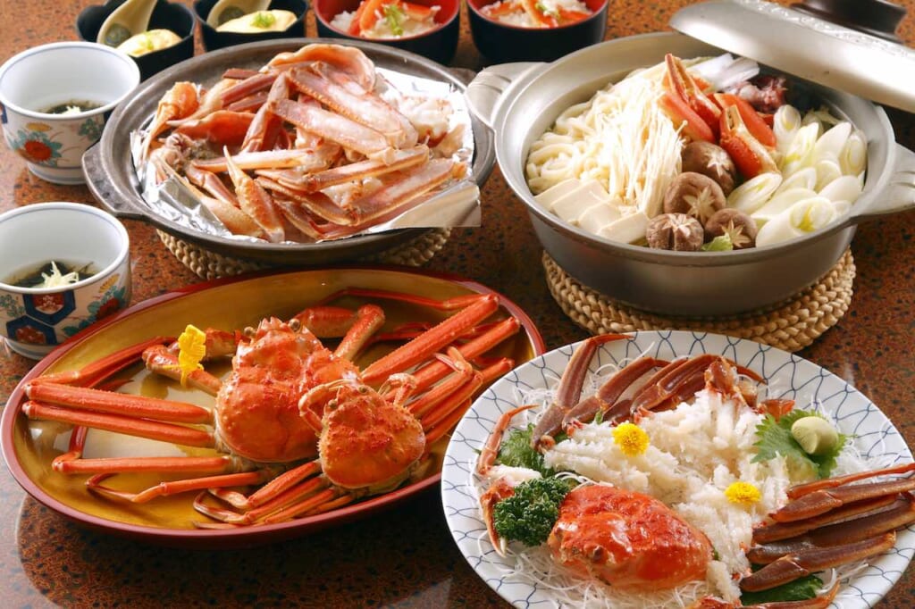 divers plats au crabe de neige Echizen Kani