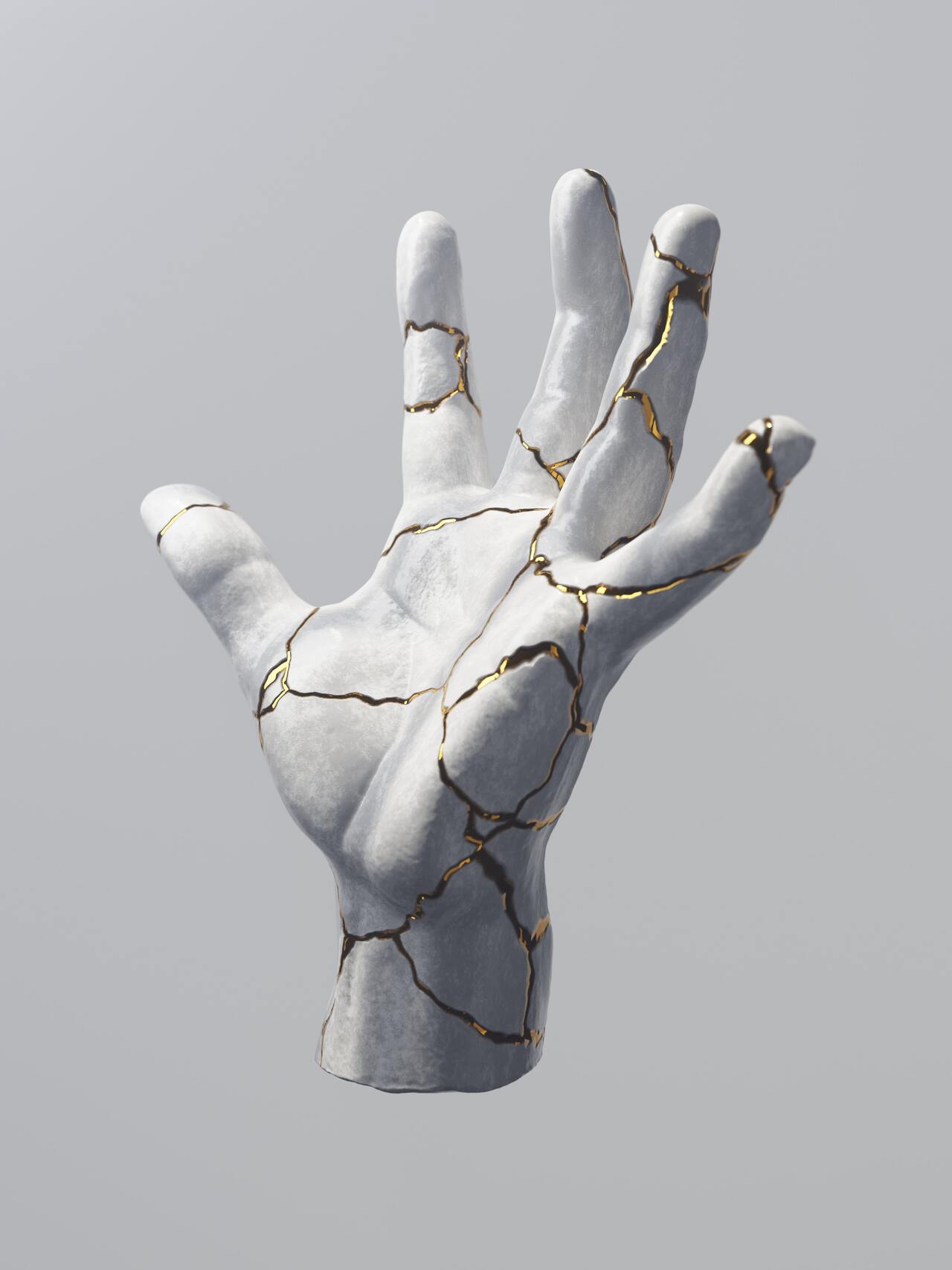 Main en 3D inspirée du kintsugi