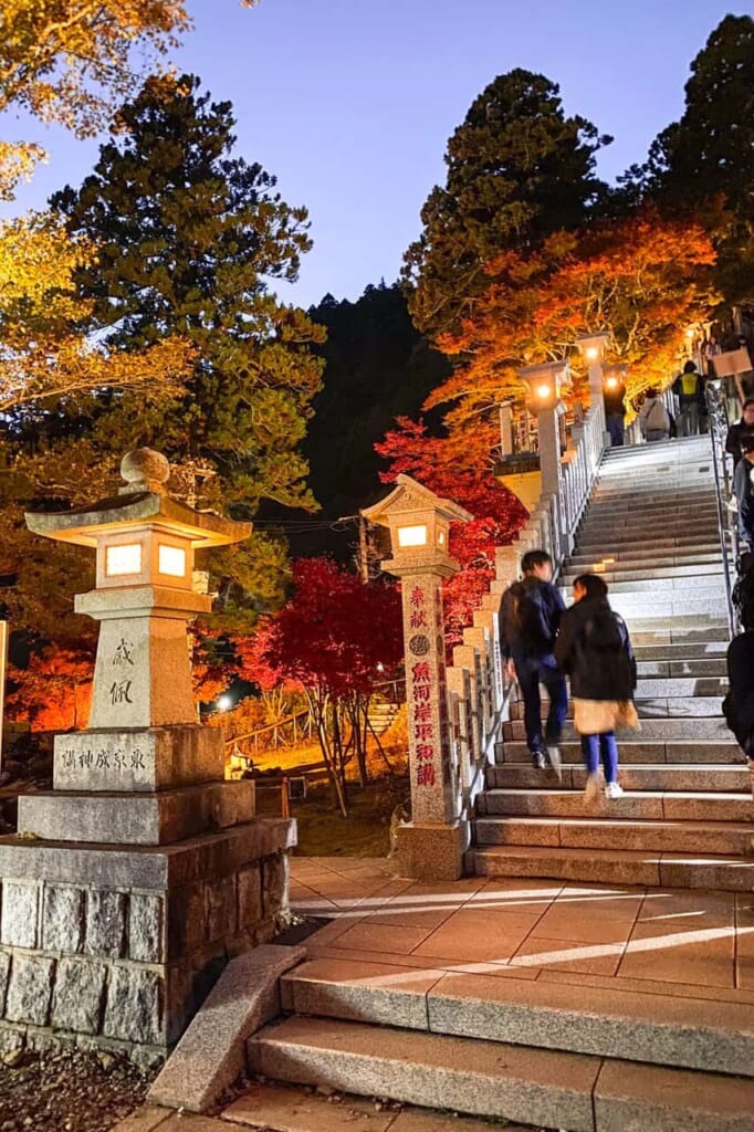 Illuminations d'automne au sanctuaire shintoïste Oyama Afuri a Isehara.